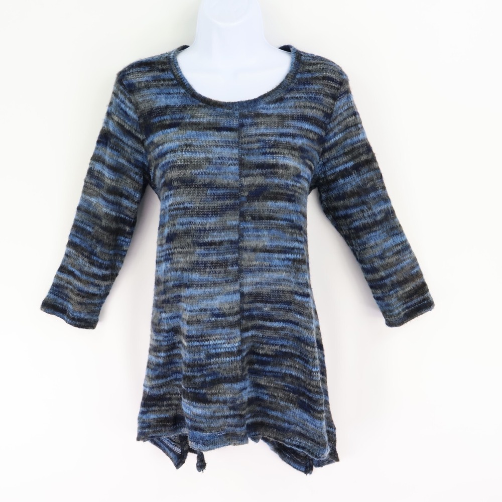 New Directions Sweater Womens Sz S Blue Striped Acrylic Soft Stretch‎ Mid-Length